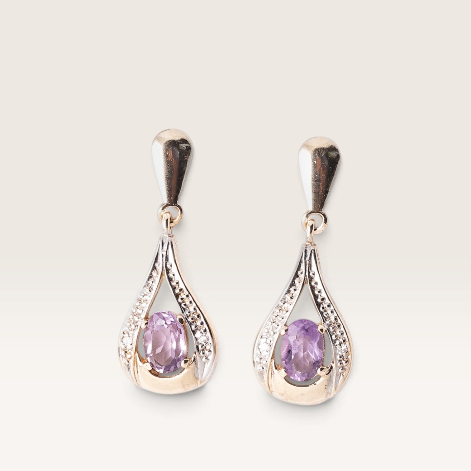 Veli | Vintage Amethist & Diamant Oorbellen - Menina Amsterdam