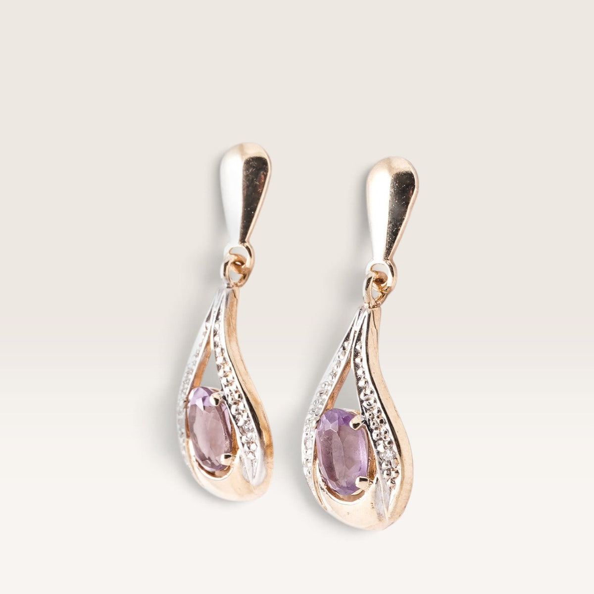 Veli | Vintage Amethist & Diamant Oorbellen - Menina Amsterdam